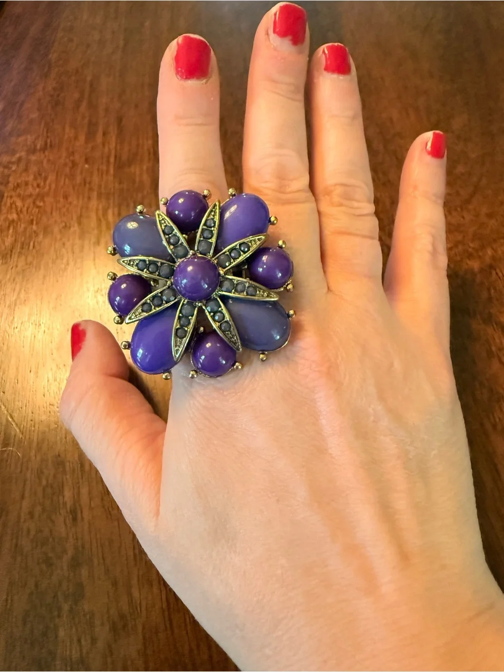 Purple Flower Statement Ring - Women's Fashion Jewelry